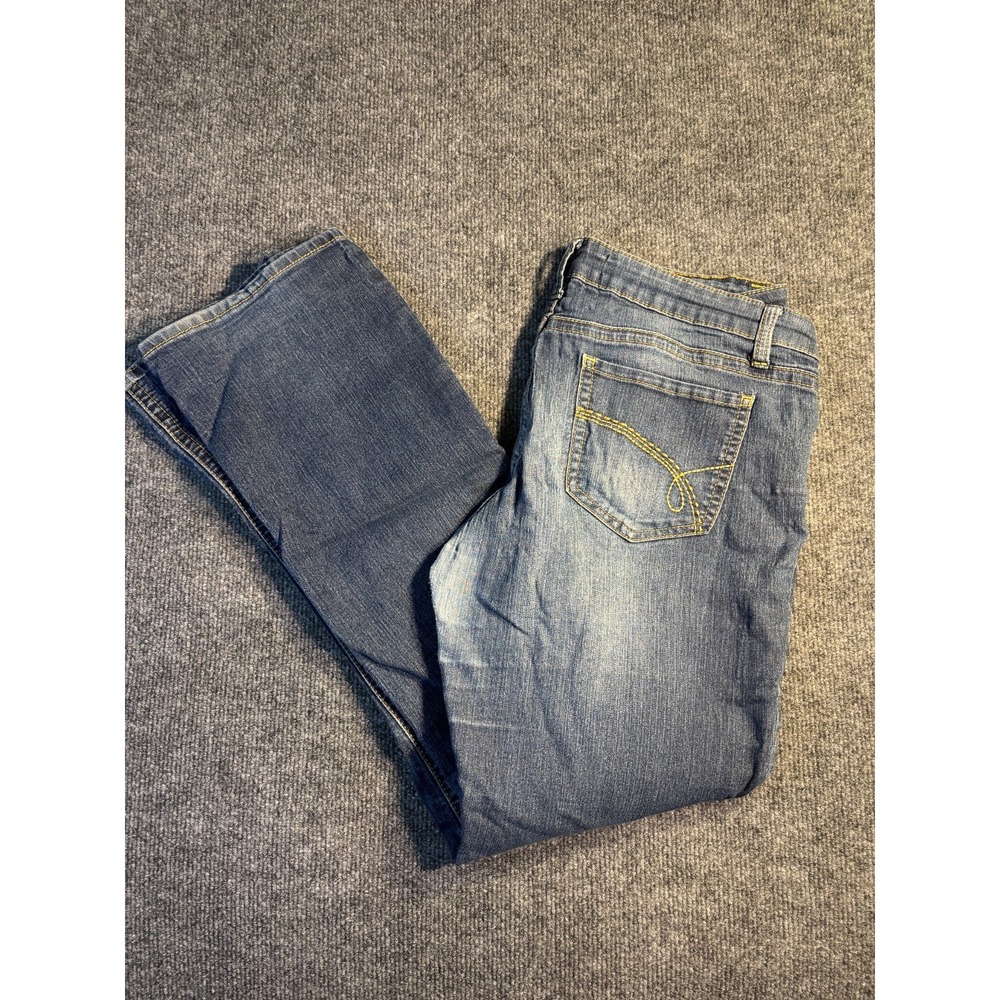 No Boundaries Jeans Womens 13 Blue Denim Faded Stretch‎ Low Rise 5-Pocket Design